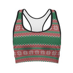 Christmas Knitted Pattern Print Women's Sports Bra