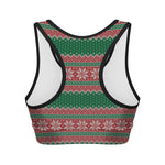 Christmas Knitted Pattern Print Women's Sports Bra