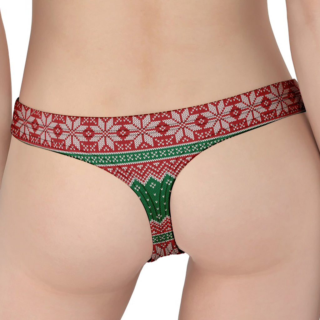 Christmas Knitted Pattern Print Women's Thong