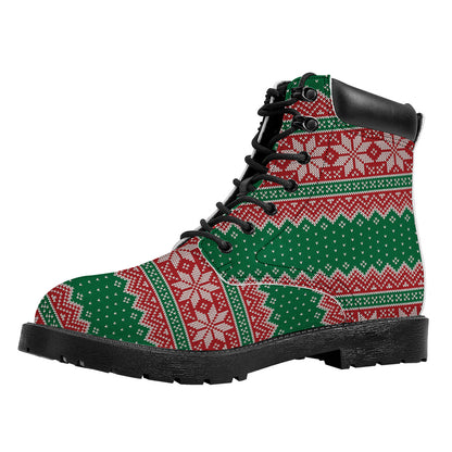 Christmas Knitted Pattern Print Work Boots