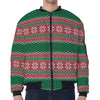 Christmas Knitted Pattern Print Zip Sleeve Bomber Jacket