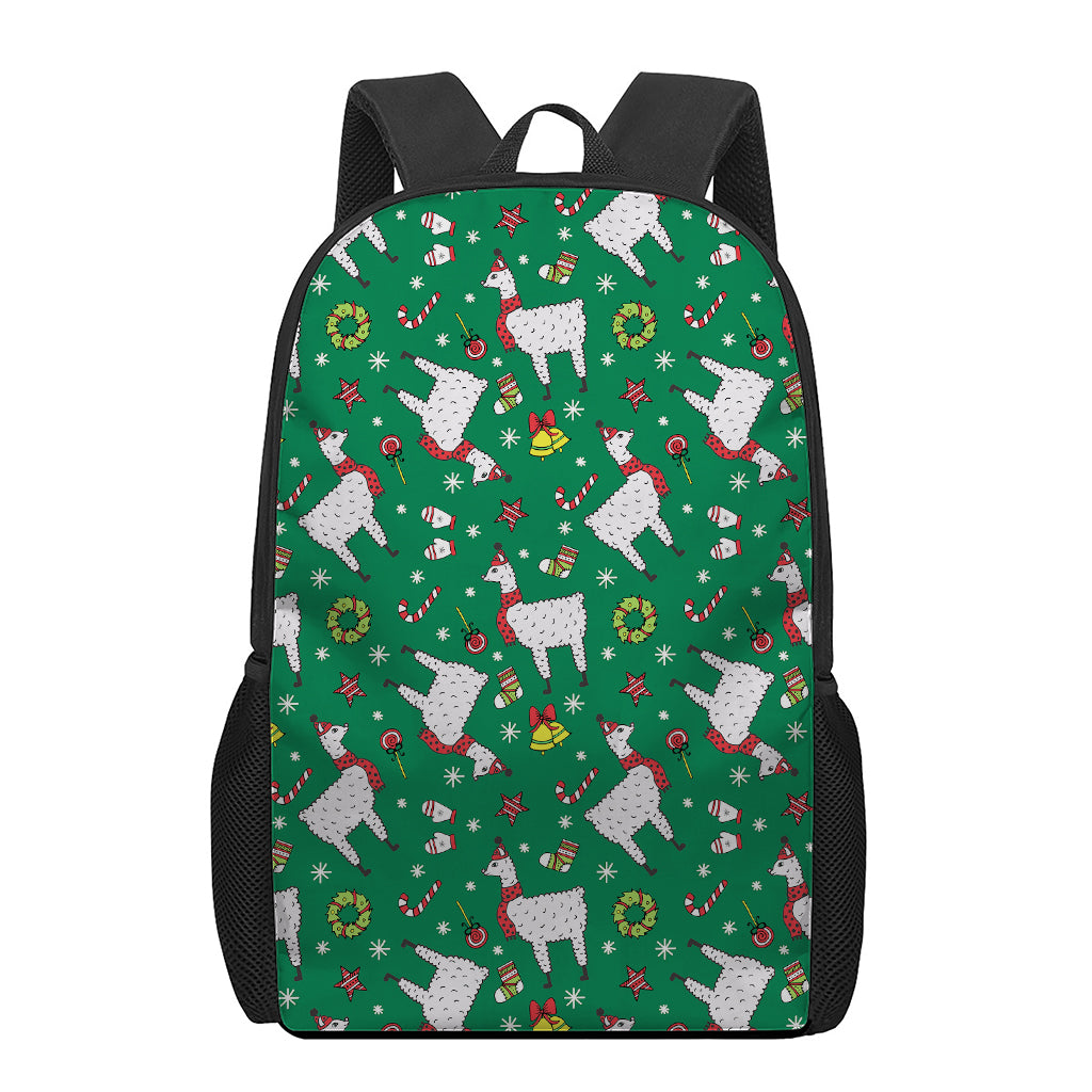 Christmas Llama Pattern Print 17 Inch Backpack