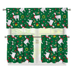 Christmas Llama Pattern Print 3 Piece Kitchen Curtains
