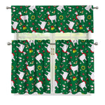 Christmas Llama Pattern Print 3 Piece Kitchen Curtains