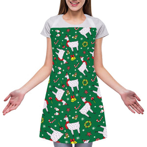 Christmas Llama Pattern Print Adjustable Apron