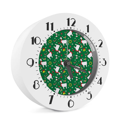 Christmas Llama Pattern Print Alarm Clock