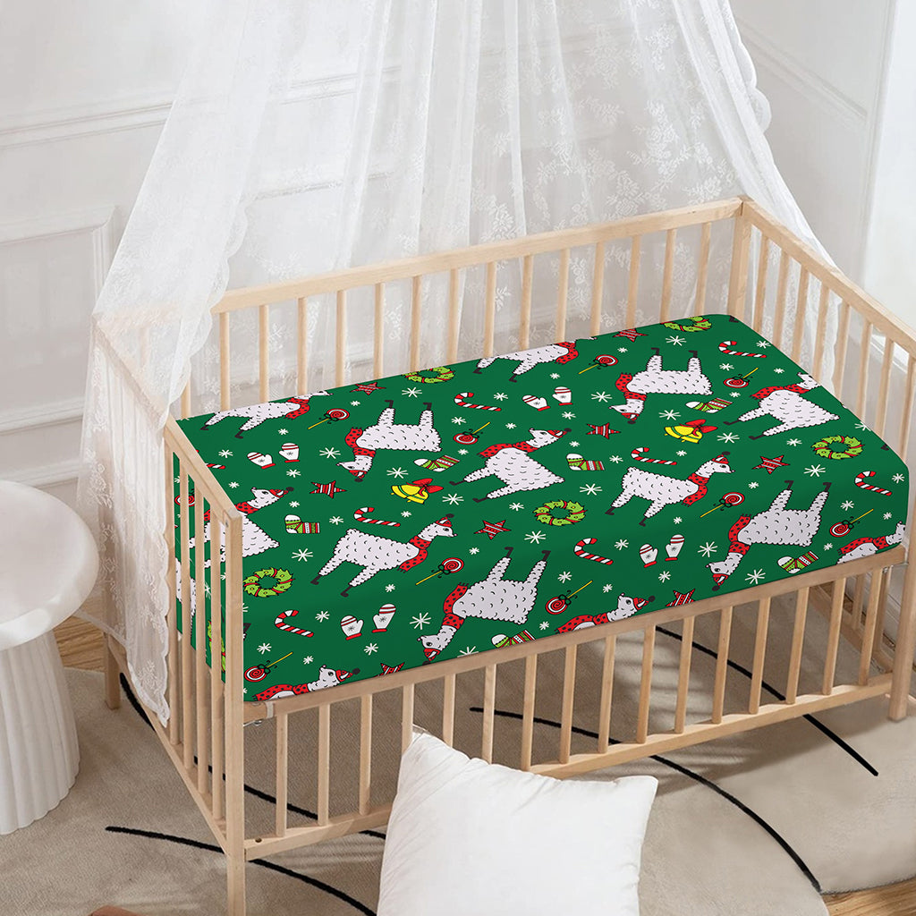 Christmas Llama Pattern Print Baby Crib Sheet