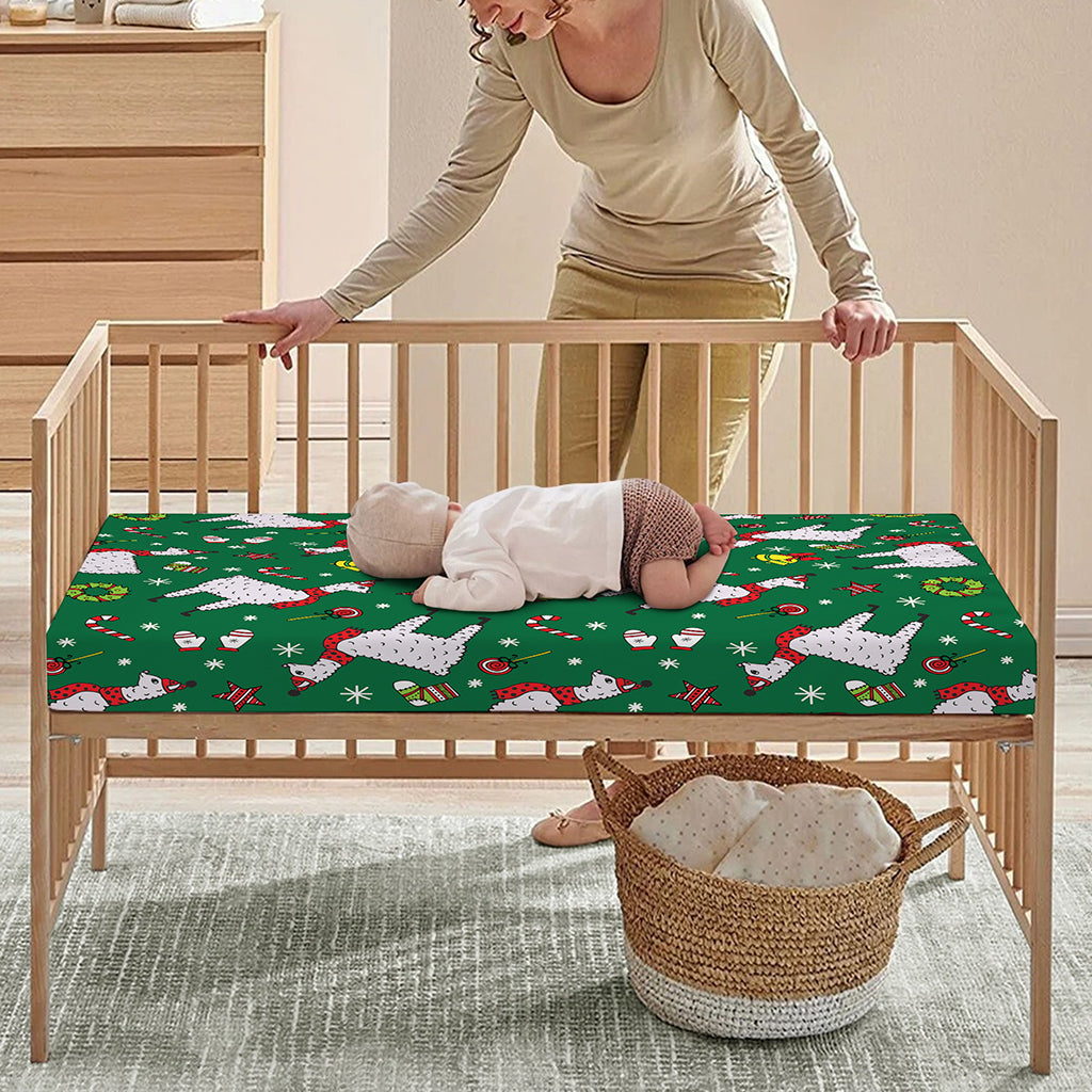 Christmas Llama Pattern Print Baby Crib Sheet
