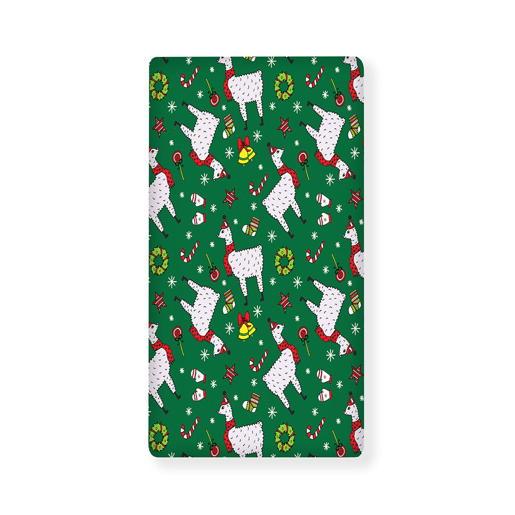 Christmas Llama Pattern Print Baby Crib Sheet