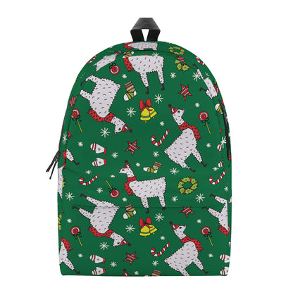 Christmas Llama Pattern Print Backpack