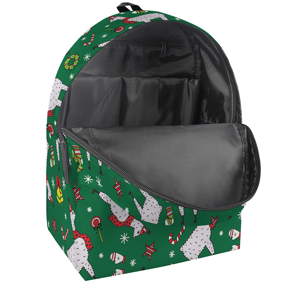 Christmas Llama Pattern Print Backpack