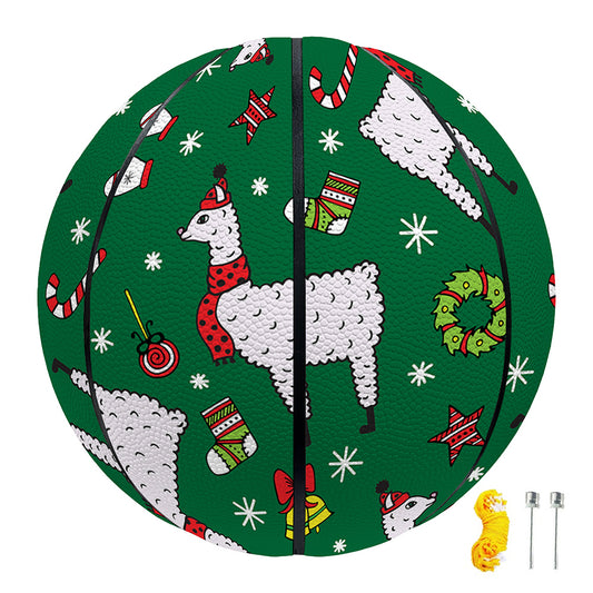 Christmas Llama Pattern Print Basketball
