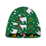 Christmas Llama Pattern Print Beanie
