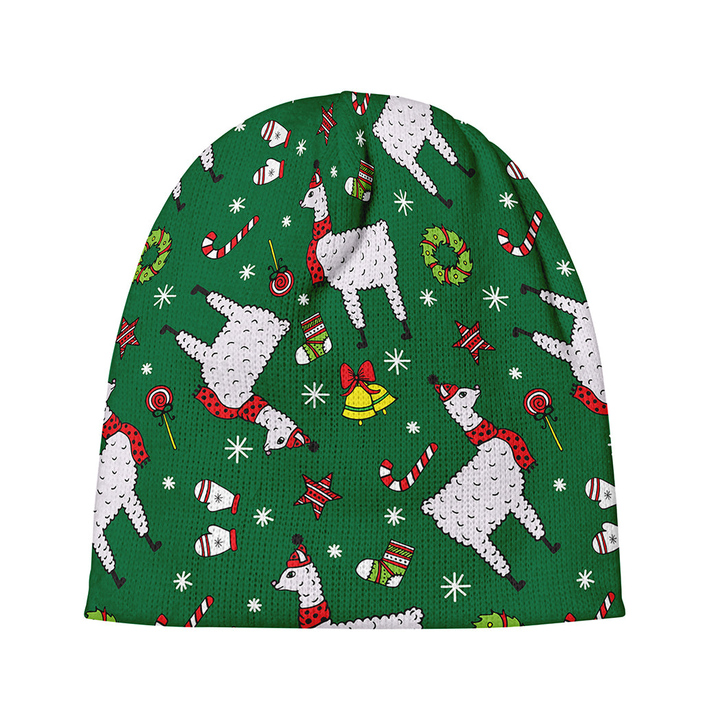 Christmas Llama Pattern Print Beanie