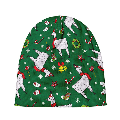Christmas Llama Pattern Print Beanie