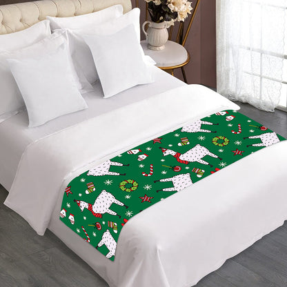 Christmas Llama Pattern Print Bed Runner