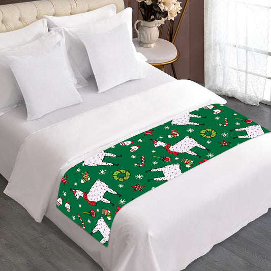 Christmas Llama Pattern Print Bed Runner