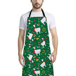 Christmas Llama Pattern Print Bib Apron With Pocket