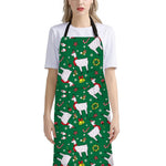 Christmas Llama Pattern Print Bib Apron With Pocket