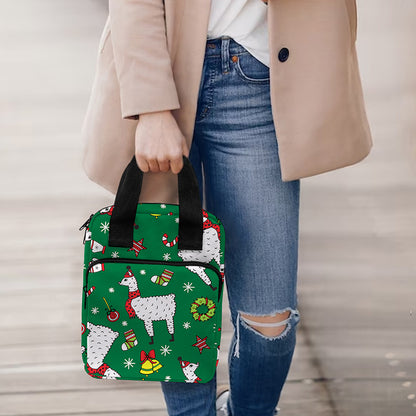 Christmas Llama Pattern Print Bible Tote Bag