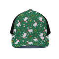 Christmas Llama Pattern Print Black Mesh Trucker Hat