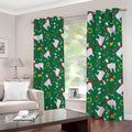 Christmas Llama Pattern Print Dimout Grommet Curtains
