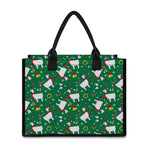 Christmas Llama Pattern Print Canvas Tote Bag