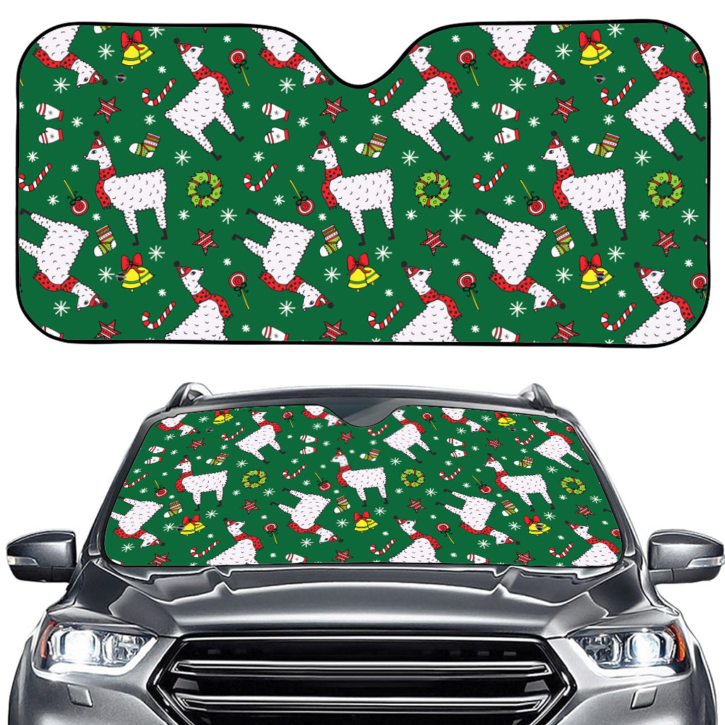 Christmas Llama Pattern Print Car Windshield Sun Shade