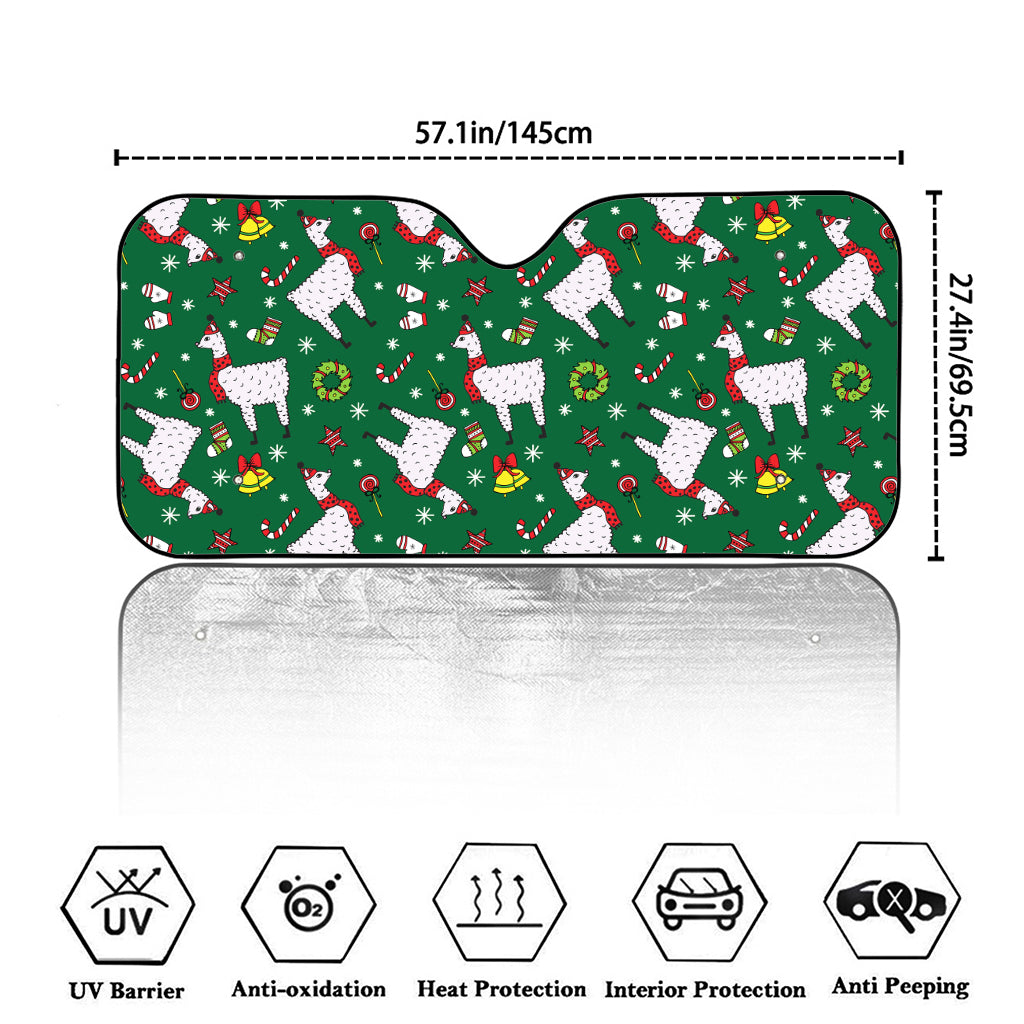 Christmas Llama Pattern Print Car Windshield Sun Shade