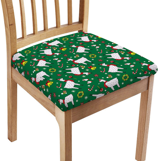 Christmas Llama Pattern Print Chair Cushion Cover