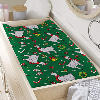 Christmas Llama Pattern Print Changing Pad Cover