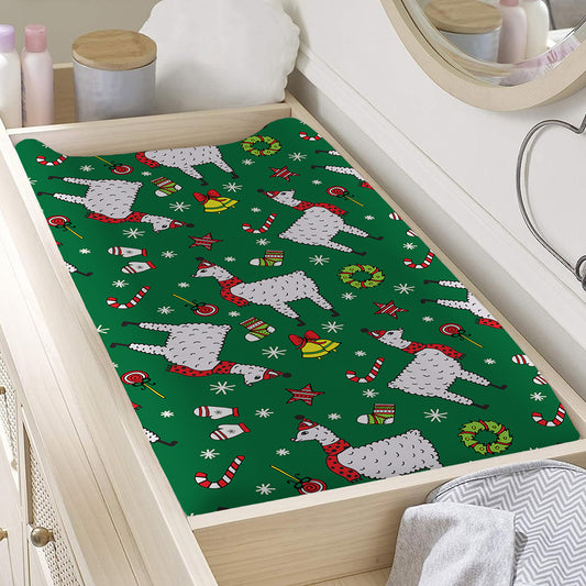 Christmas Llama Pattern Print Changing Pad Cover