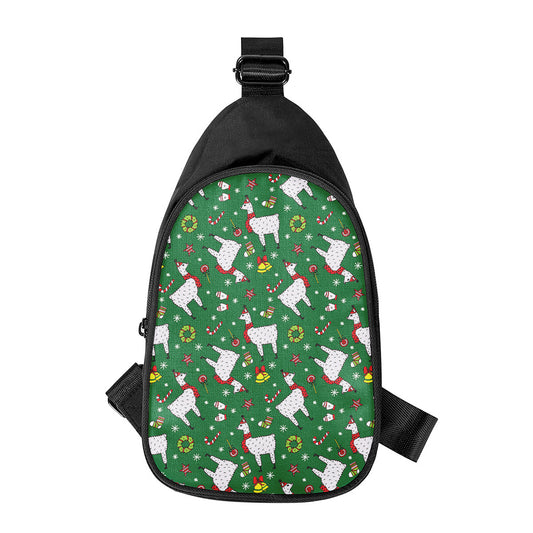 Christmas Llama Pattern Print Chest Bag