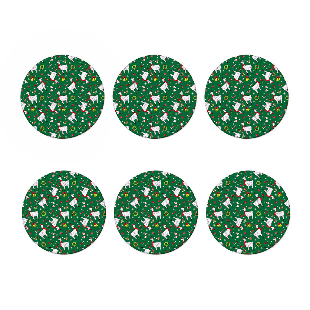 Christmas Llama Pattern Print Coaster Set