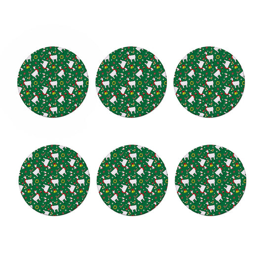 Christmas Llama Pattern Print Coaster Set