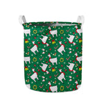 Christmas Llama Pattern Print Collapsible Laundry Basket