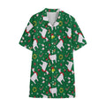 Christmas Llama Pattern Print Cotton Hawaiian Shirt
