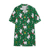 Christmas Llama Pattern Print Cotton Hawaiian Shirt