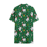 Christmas Llama Pattern Print Cotton Hawaiian Shirt