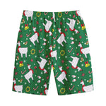 Christmas Llama Pattern Print Cotton Shorts