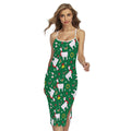 Christmas Llama Pattern Print Cross Back Cami Dress