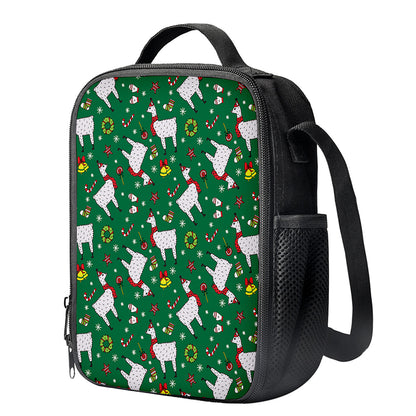 Christmas Llama Pattern Print Crossbody Lunch Bag