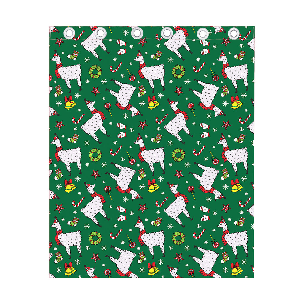 Christmas Llama Pattern Print Curtain