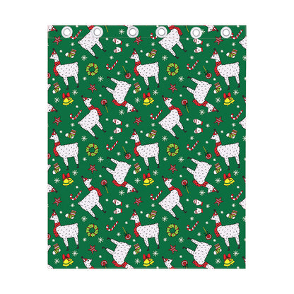 Christmas Llama Pattern Print Curtain