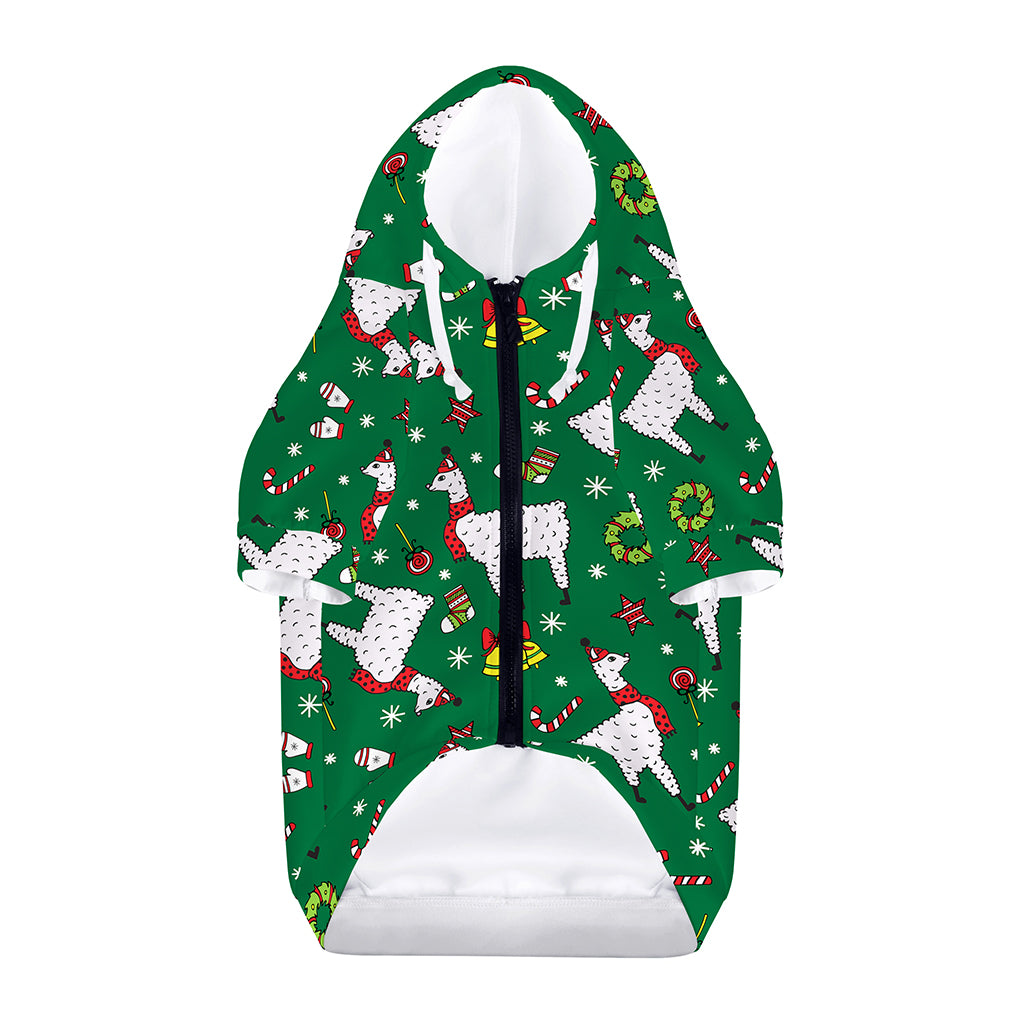 Christmas Llama Pattern Print Dog Zip Up Hoodie