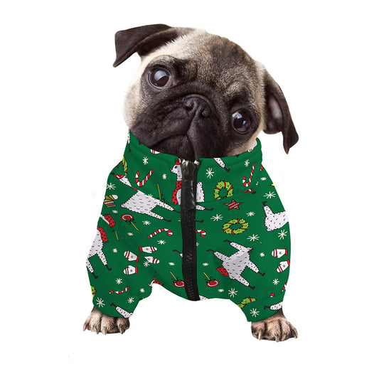 Christmas Llama Pattern Print Dog Zip Up Jacket