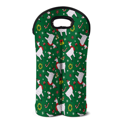 Christmas Llama Pattern Print Double Neoprene Wine Tote
