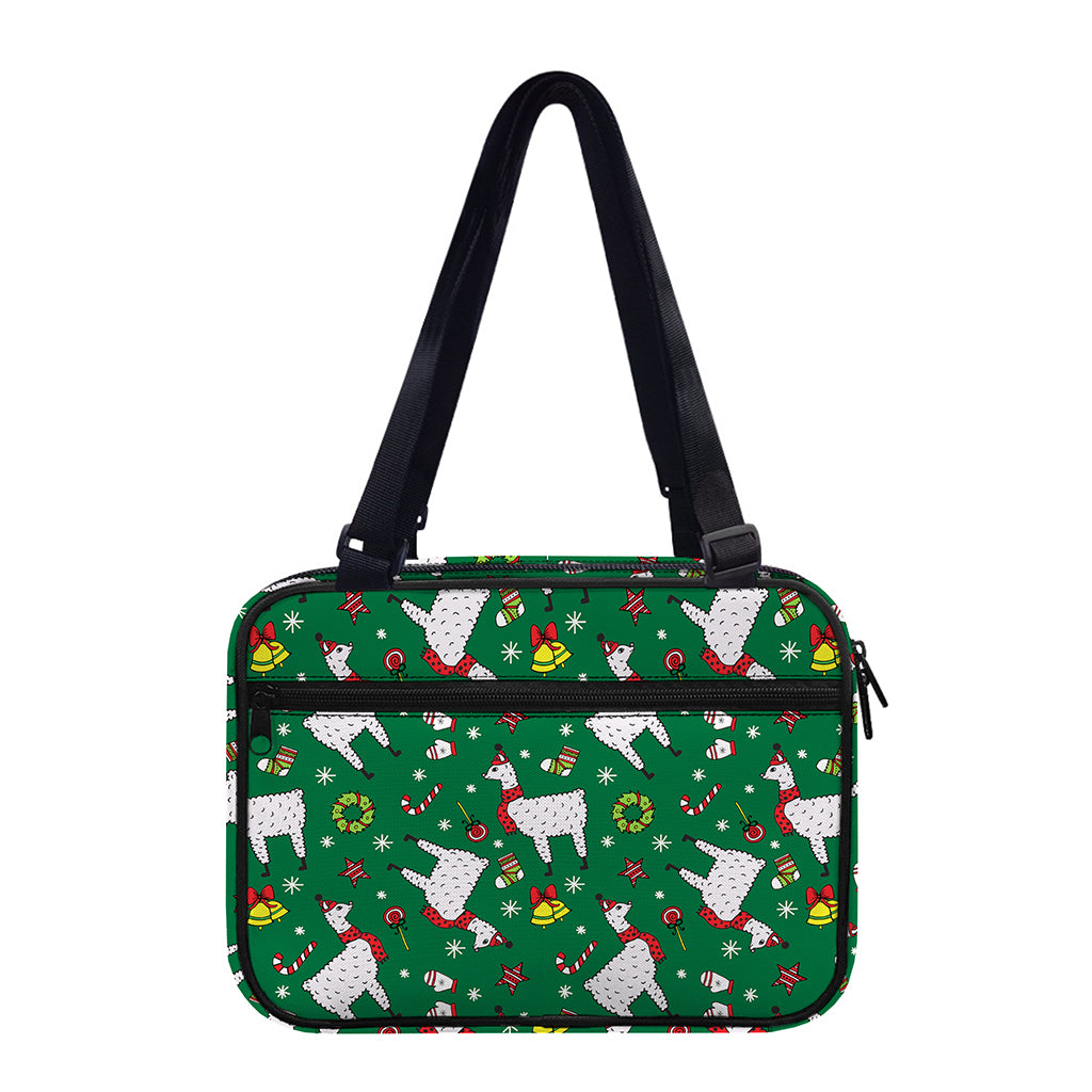 Christmas Llama Pattern Print Double Strap Bible Bag