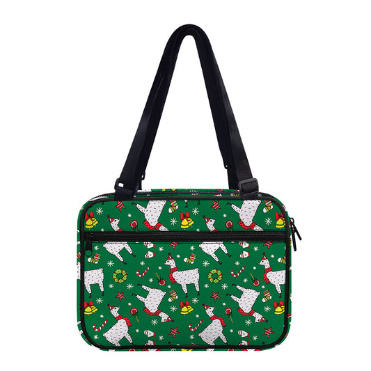 Christmas Llama Pattern Print Double Strap Bible Bag