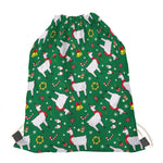 Christmas Llama Pattern Print Drawstring Bag